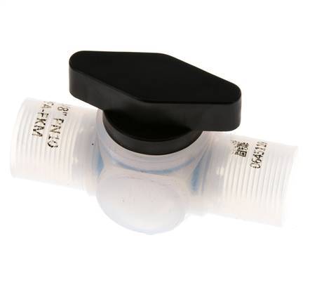 Válvula de bola de 2 vías PFA G 3/8'' FKM Vacío