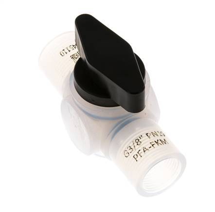 Válvula de bola de 2 vías PFA G 3/8'' FKM Vacío