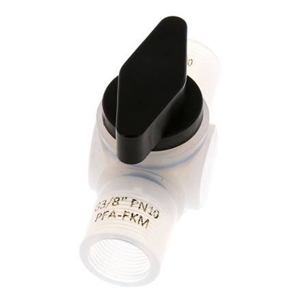 Válvula de bola de 2 vías PFA G 3/8'' FKM Vacío