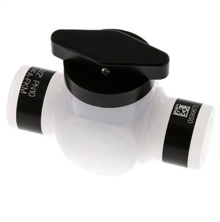 Válvula de bola PFA de 2 vías G 1/2'' FKM Vacío