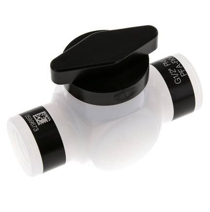 Válvula de bola PFA de 2 vías G 1/2'' FKM Vacío