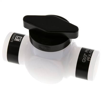 Válvula de bola PFA de 2 vías G 1/2'' FKM Vacío