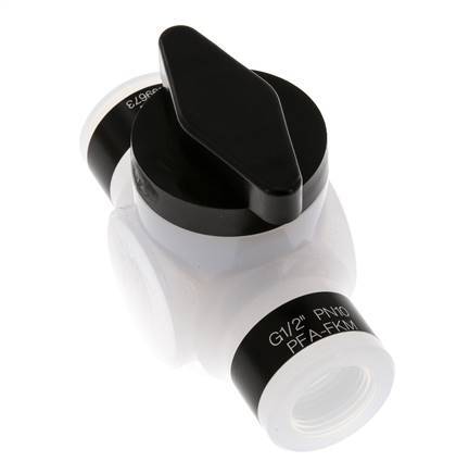 Válvula de bola PFA de 2 vías G 1/2'' FKM Vacío