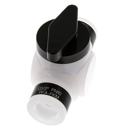Válvula de bola PFA de 2 vías G 1/2'' FKM Vacío