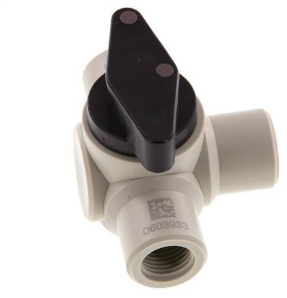 Válvula de bola de 3 vías de PP G 1/4'' FKM Vacío