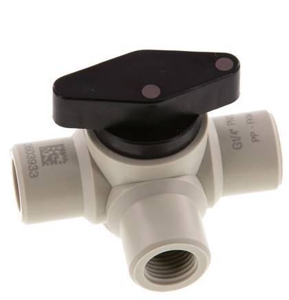 Válvula de bola de 3 vías de PP G 1/4'' FKM Vacío