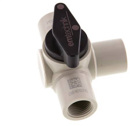 Válvula de bola de 3 vías de PP G 3/8'' FKM Vacío
