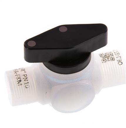 Válvula de bola de 3 vías PFA G 1/4'' FKM Vacío