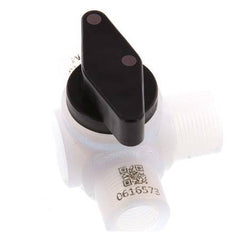 Válvula de bola de 3 vías PFA G 1/4'' FKM Vacío