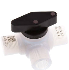 Válvula de bola de 3 vías PFA G 1/4'' FKM Vacío