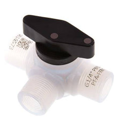 Válvula de bola de 3 vías PFA G 1/4'' FKM Vacío