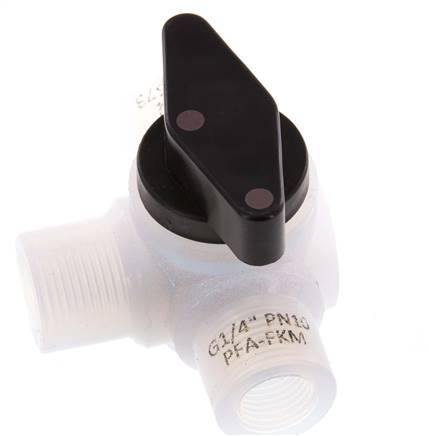 Válvula de bola de 3 vías PFA G 1/4'' FKM Vacío