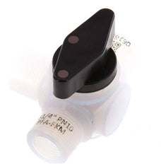 Válvula de bola de 3 vías PFA G 1/4'' FKM Vacío