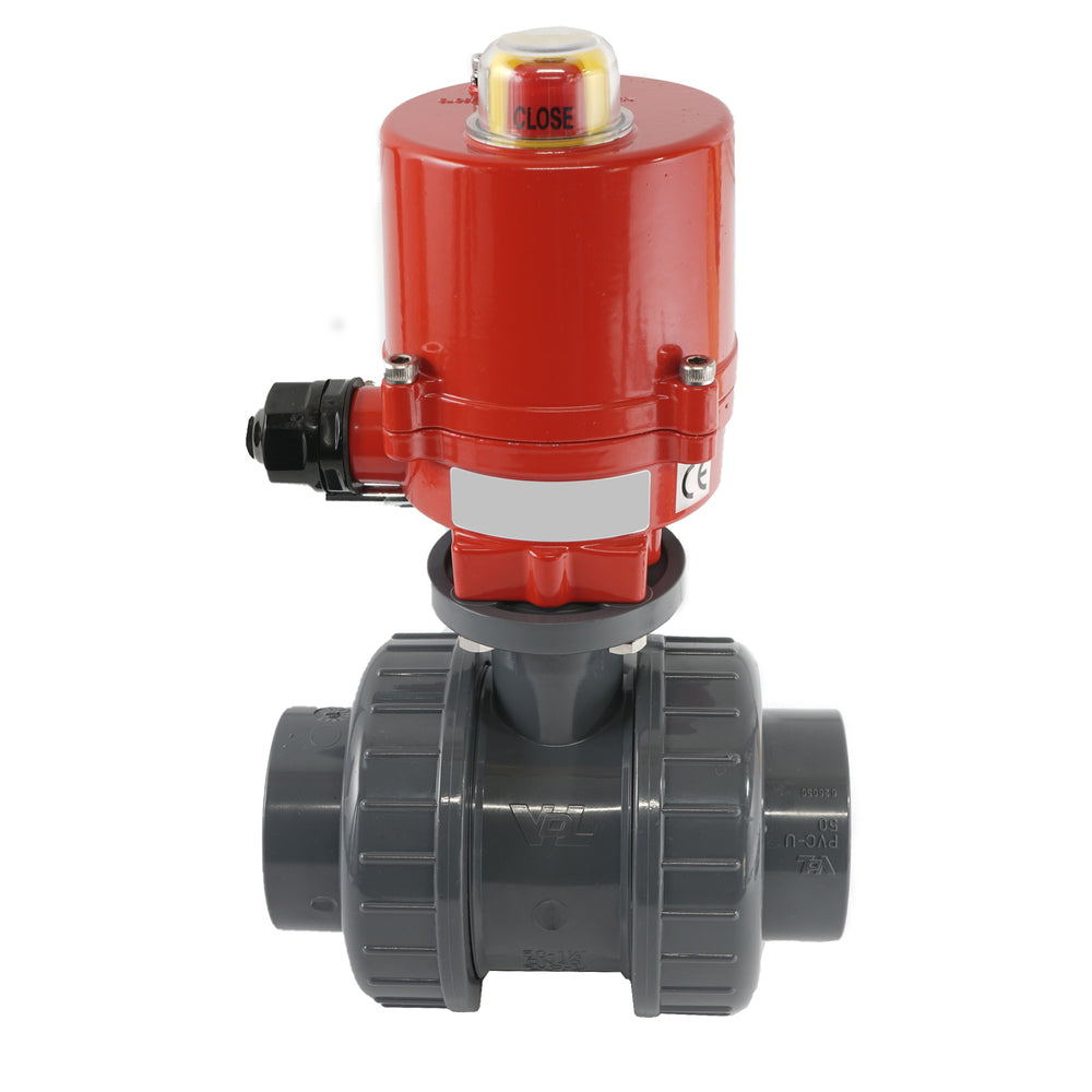 50mm 24V DC VDL Válvula de bola eléctrica de 2 vías de PVC