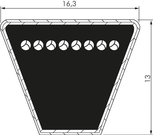 Correa Trapecial Métrica Estrecha SPB 16.3x13 Li-2440mm Ld-2500mm DIN 7753