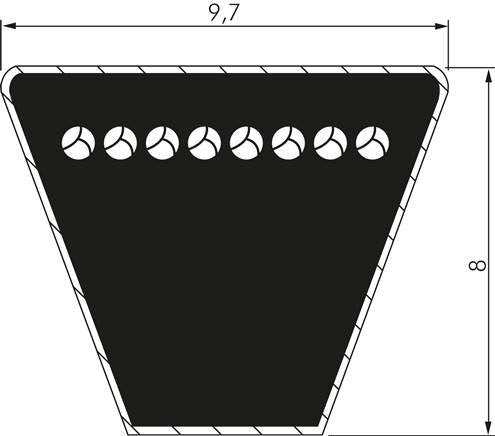 Correa Trapecial Métrica Estrecha SPZ 9,7x8 Li-2612mm Ld-2650mm DIN 7753