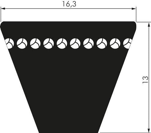Correa trapezoidal dentada XPB 16.3x13 Li-1440mm Ld-1500mm DIN 7753